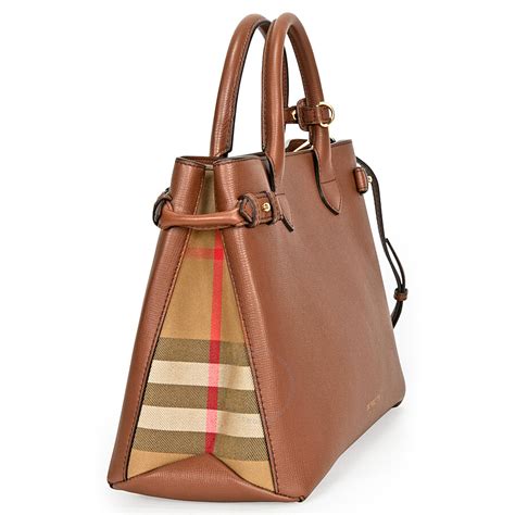 burberry banner small grained leather tote|burberry medium canvas check tote.